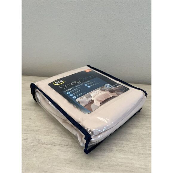 Serta Simply Clean Antimicrobi Pleated  Pink Twin XL Comforter Set T4102864 - Picture 6 of 9